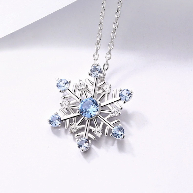 SnowflakeCubic ZirconiaSterling Silver Custom Necklace Pendant 1