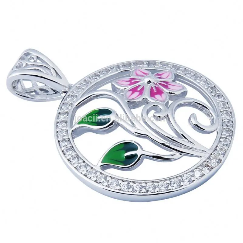 18K Gold Plated Silver Chain Pendant Jewelry Flower With Smycken 1