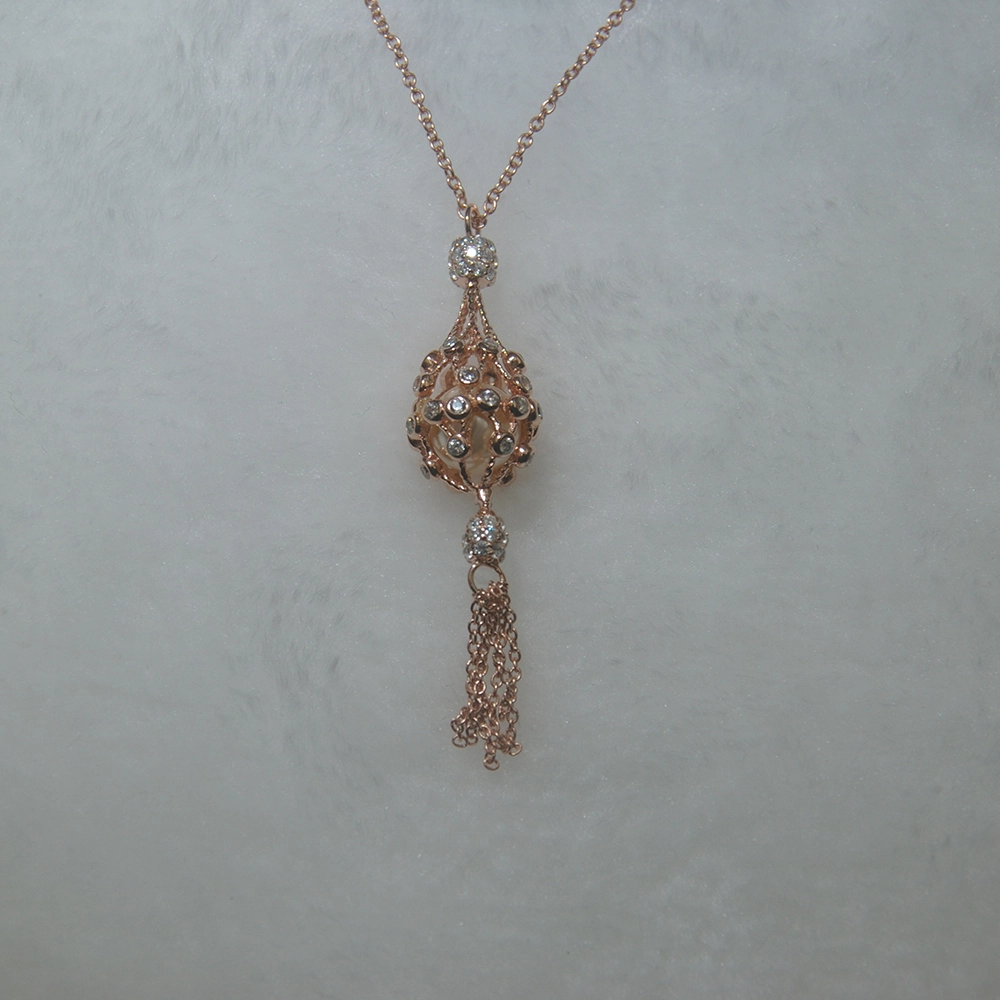 Joacii Tassel Rose Gold Plated Freshwater Pearl Sterling Silver Pendant Necklace 1