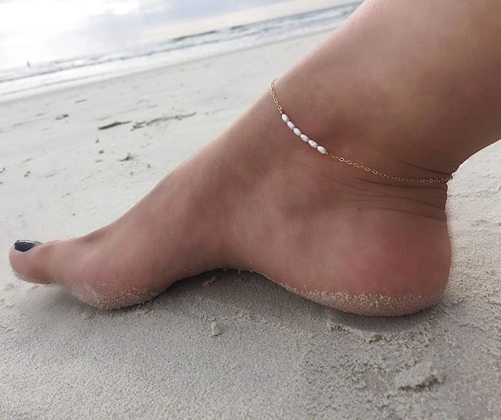 New Arrival Foot Jewelry 925 Sterling Silver Women Beach Pearl Mounts Anklets 1