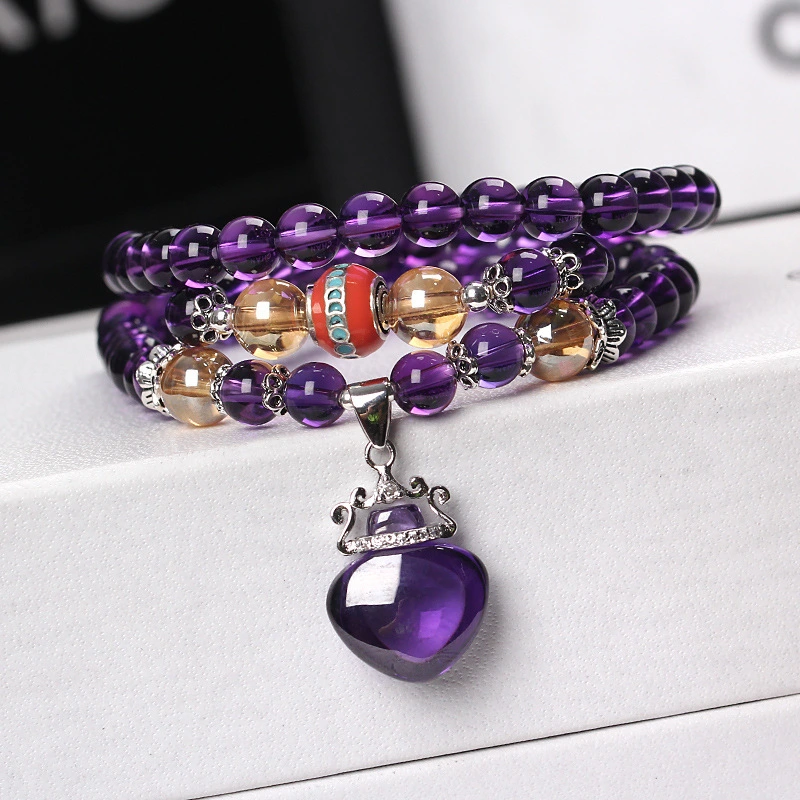 Joacii Amethyst Bracelets Jewelry S925 Sterling Silver Perfume Bottle Pendant Bracelets 1