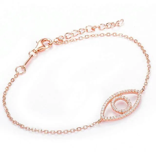 Latest Eye Design 925 Sterling Silver Hand Chain Bracelet For Girls 1