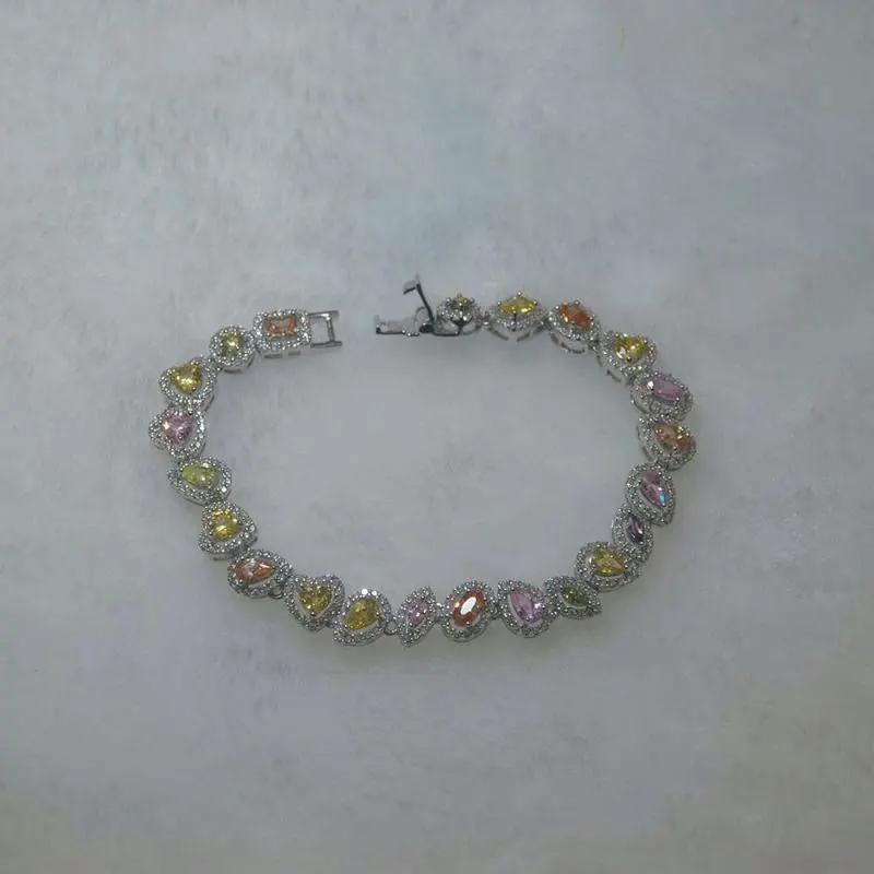 Heart And Waterdrop Design Bangle Sterling Silver Zircon Bracelet With Joalheria 1