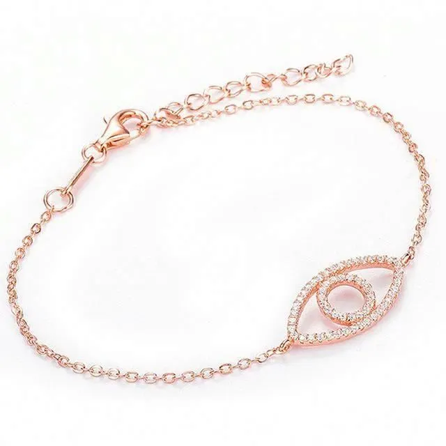 Latest Eye Design 925 Sterling Silver Hand Chain Bracelet For Girls With Smycken 1
