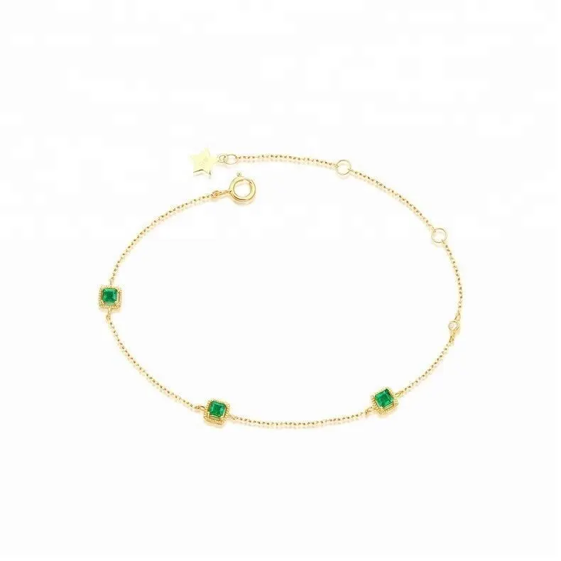 Joacii Gold Plated 925 Silver Aaa Zircon Emerald Chain Bracelets With Ranneke 1