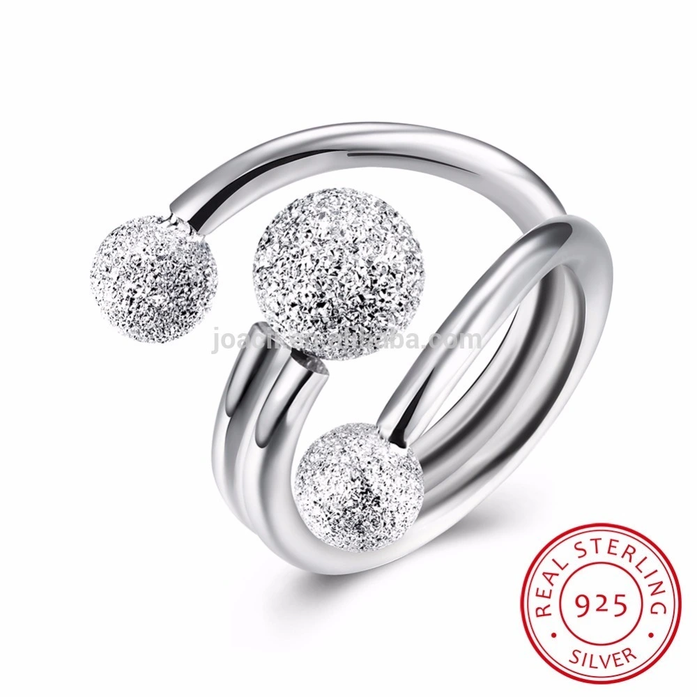 Girl'S Frosted Bead S925 Silver Jewelry Ring 1
