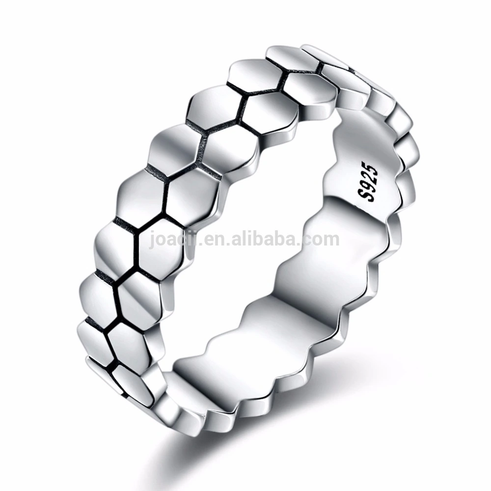 Joacii Hexagon Shape 18K White Gold Plated 925 Sterling Silver Ring 1