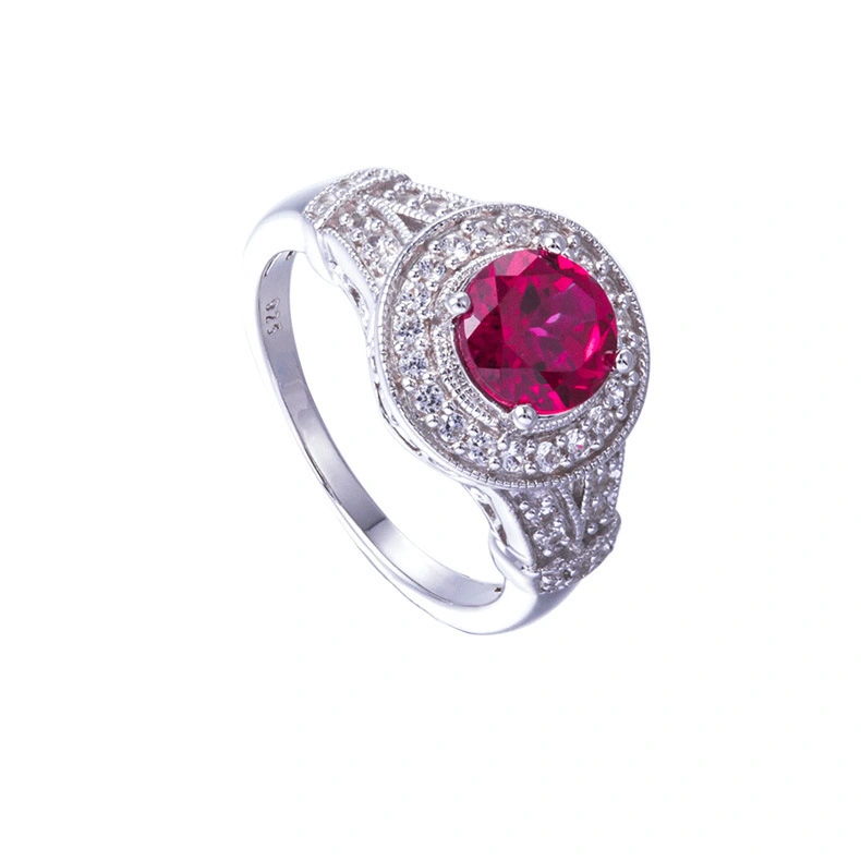 White Gold Ruby Stone Ring Silver Jewelry Ring 1