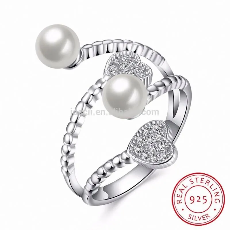 Heart And Pearl Design 925 Silver Cz Ring With Gioielleria 1