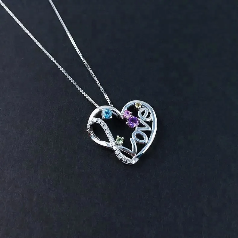 Joacii Sweet Heart Design Colorful Crystal S925 Sterling Silver Pendant 1