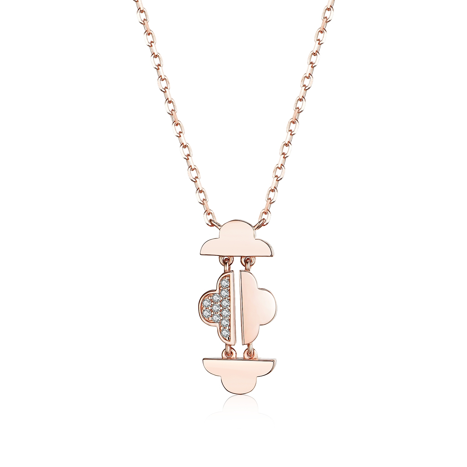Joacii Women 925 Sterling Silver 18K Gold Plated Four Clouds Chain Necklace With Korut 1