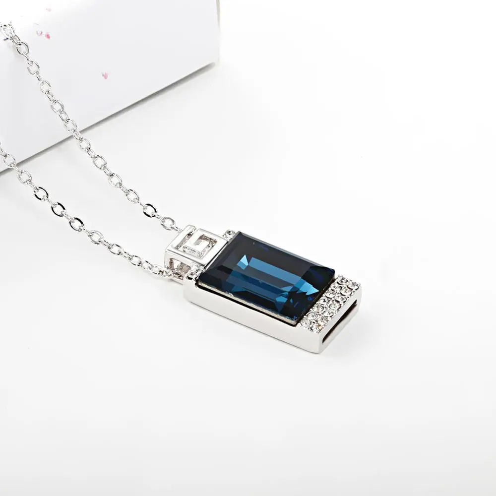 Ladies' Stylish Square Shape Pendant 925 Silver Chain Necklace With Patella Aurum Jewelry 1