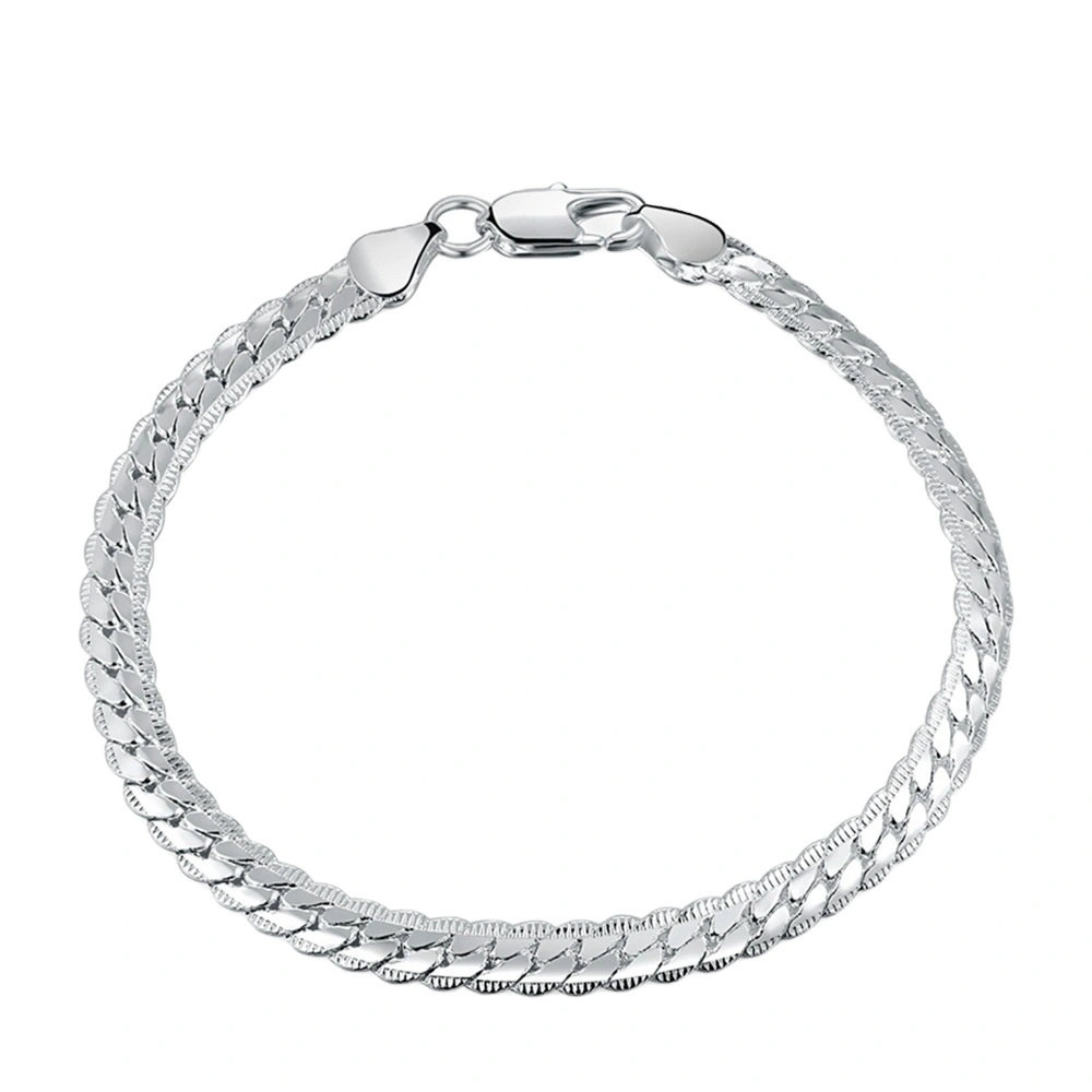 Joacii Simple Style 925 Sterling Silver Chain and Link Bracelets for Couples 1
