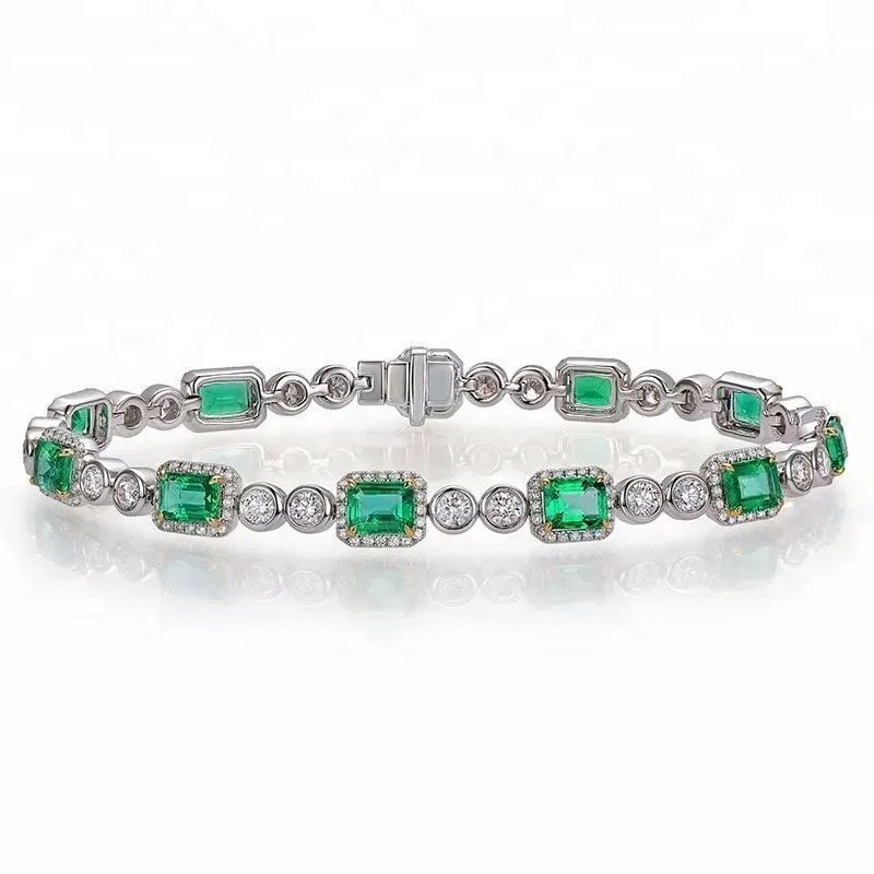Joacii 925 Sterling Zircon Tennis Natural Jade Silver Bracelets With Pulseira 1