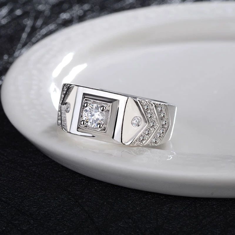 High Quality 925 Sterling Silver Cubic Zirconia Men Husband Engagement Rings 1