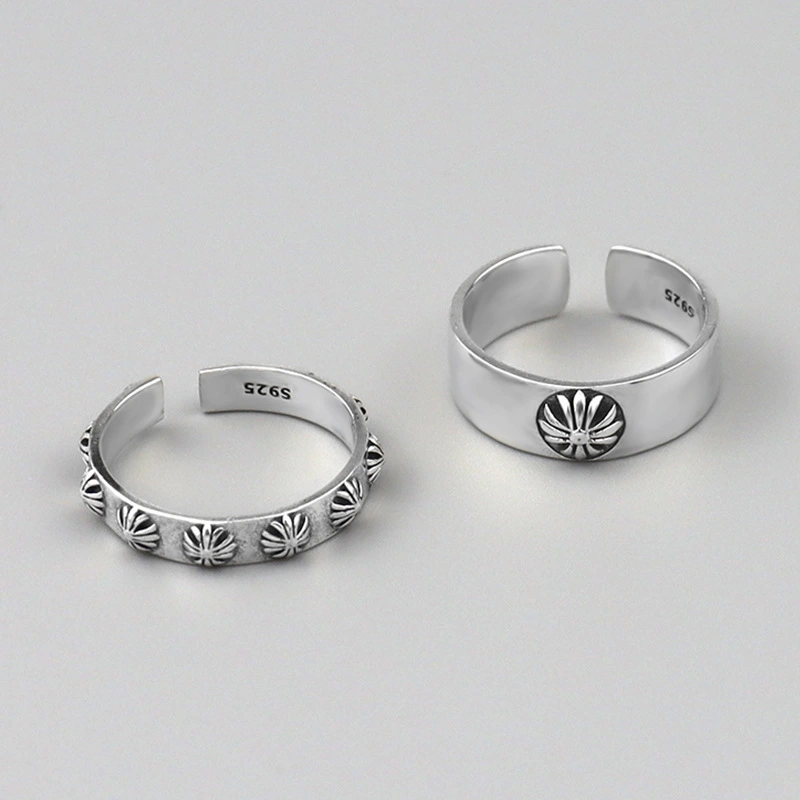 Wholesale Design Women Jewelry 925 Sterling Silver Blank Vintage Cross Rings 1