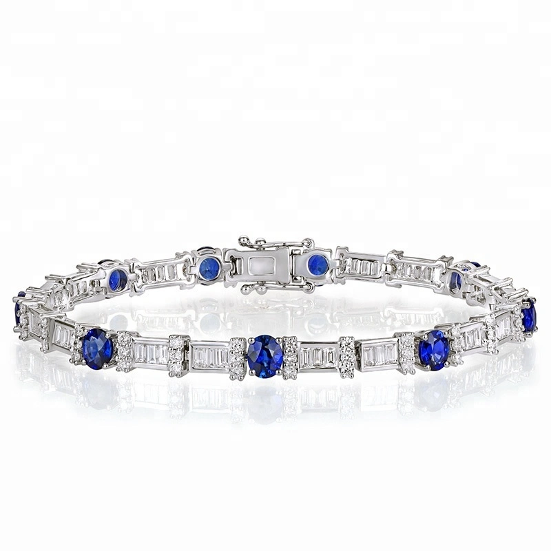 Joacii Latest Design Women Bracelets Sterling Silver Sapphire and Zircon Bracelets 1