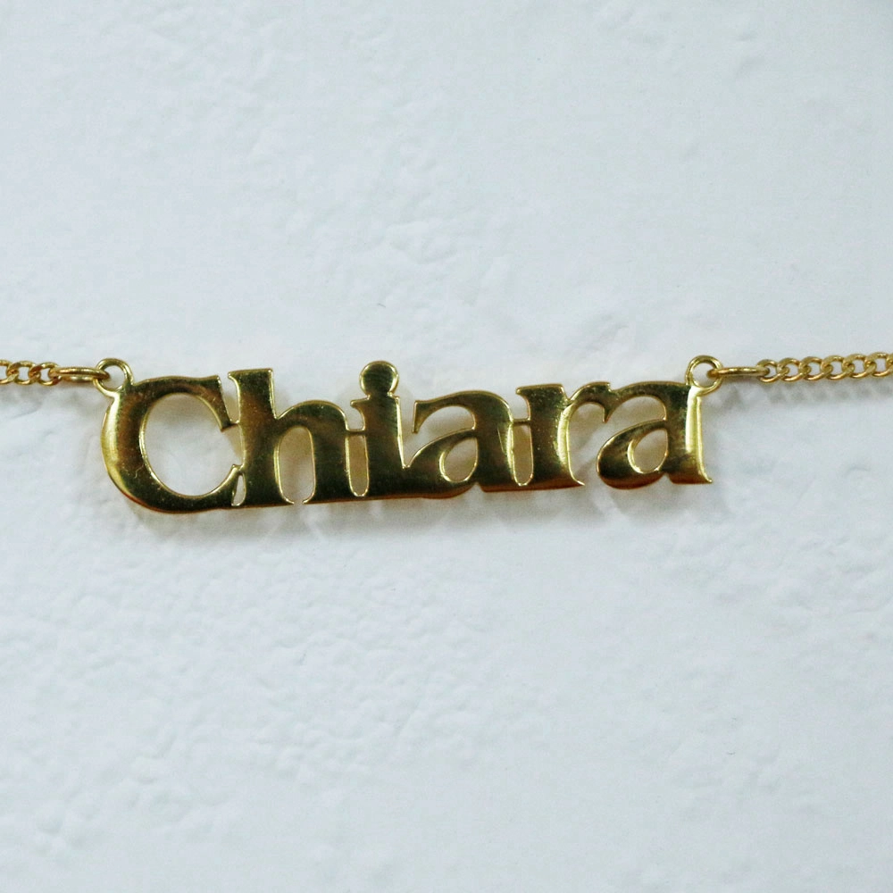 Factory Custom Gold Plated Stainless Steel Personalised Diamond Nameplate Necklace With Guldplaterade Smycken 1