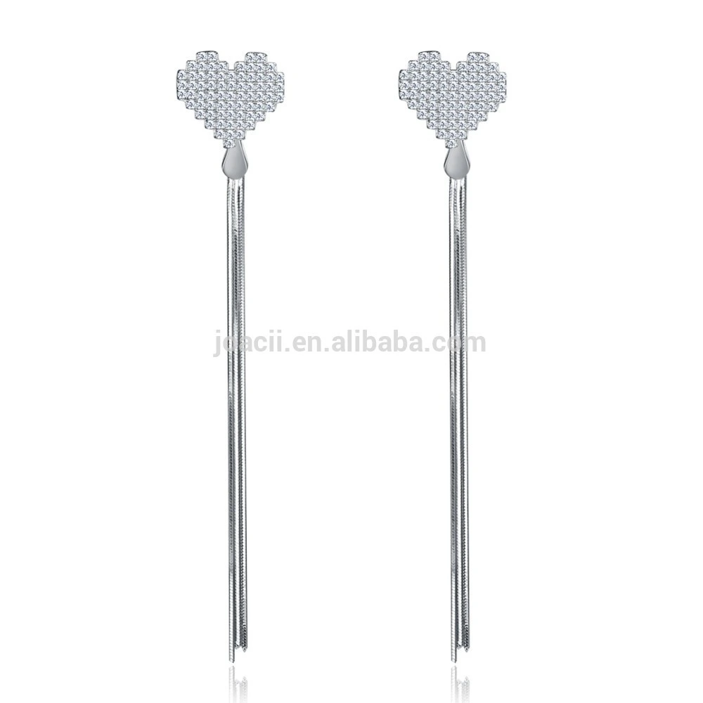 Fashion Heart Shape 925 Silver Stick Earring for Girls 1