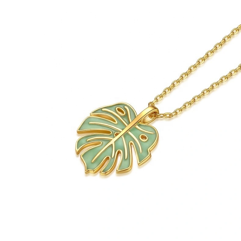 Unique Turtle Bamboo Leaves Style 925 Sterling Silver Maple leaf Necklace Pendant 1