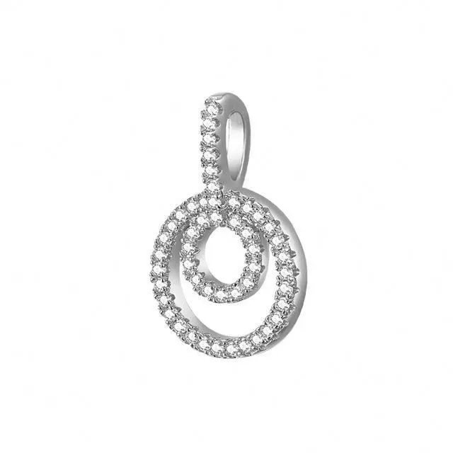 Joacii Double Circles Shape Sterling Silver Cubic Zircon Necklace Pendant 1