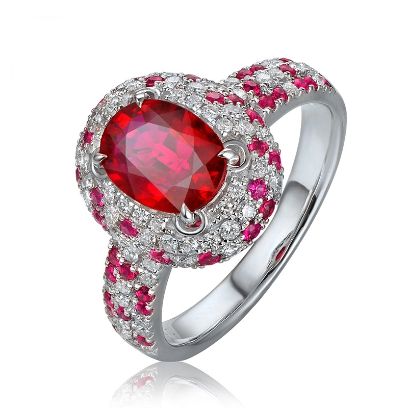 Pigeon Blood Ruby Natural DiamondSilver White Gold Ring Jewelry With Guldplaterade Smycken 1