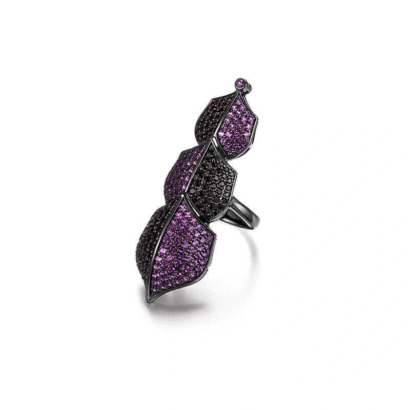 Stylish 18K Black Gold Jewelry Silver Index Finger Ring 1