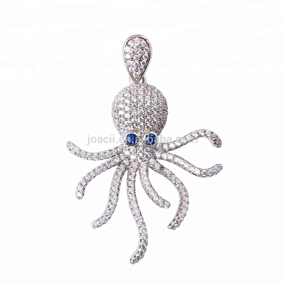 Silver Iced Out Octopus Animal Custom Necklace Pendant 1