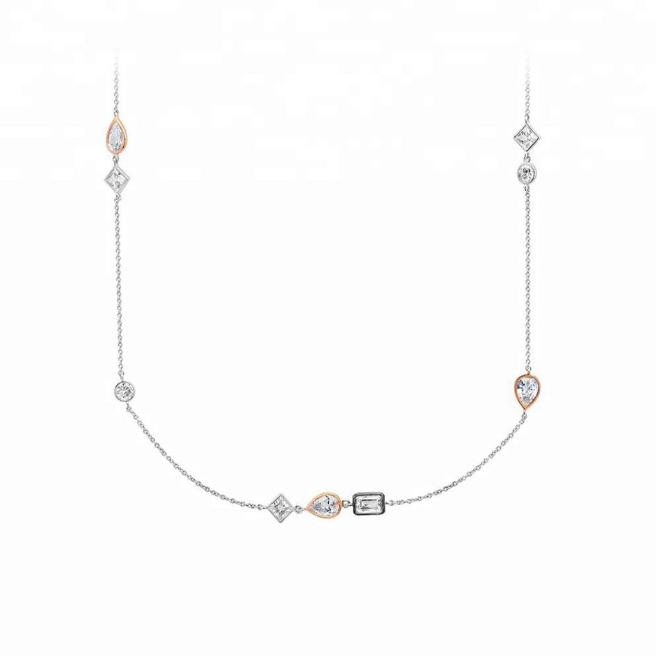Custom Turkish 925 Silver triangle Water drop long chain Necklace Jewelry For Women And Girls 1