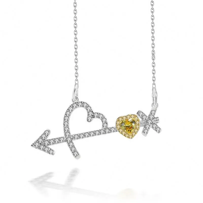 Joacii Cupid'S Arrow Heart Design Aaa Cubic Zircon Silver Pendant Necklace With Korut 1