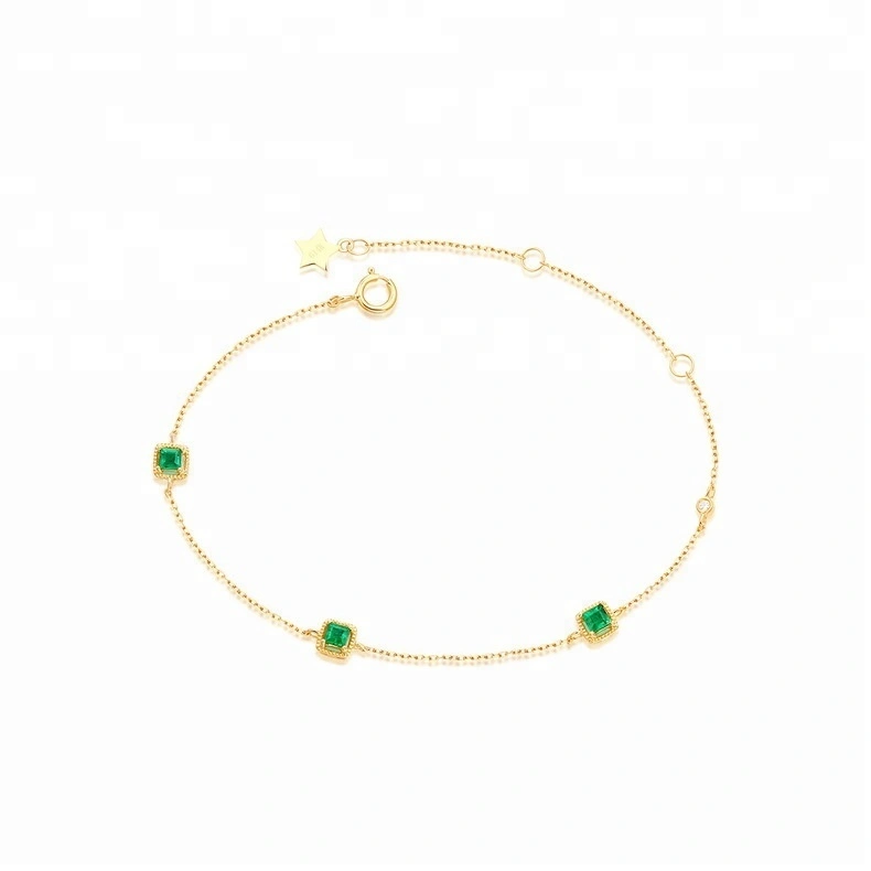 Joacii Gold Plated 925 Silver Bracelets AAA Zircon Emerald Chain Bracelets 1