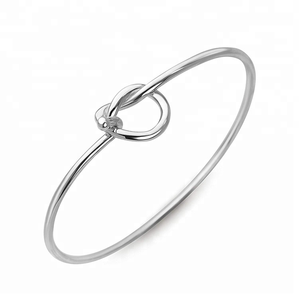 925 Silver Men And Women Bangle Jewelry Love Knot heart Bracelet Argent 1