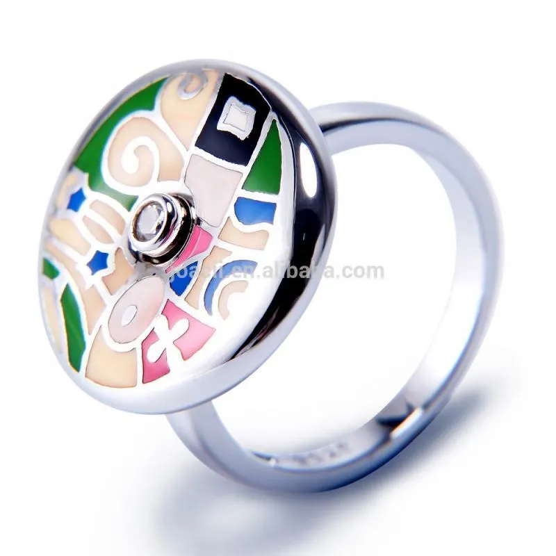 Women'S Colorful 925 Sterling Silver Enamel Finger Ring With Joalheria 1