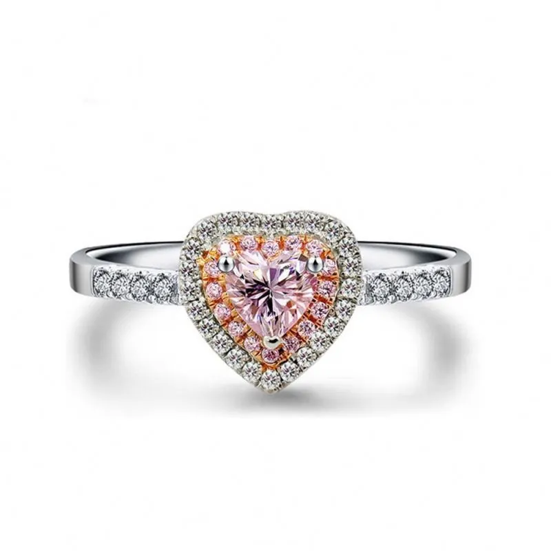 Joacii Unique Pink Heart Shape Diamond Engagement Ring For Girls With Gioielli Da Donna 1