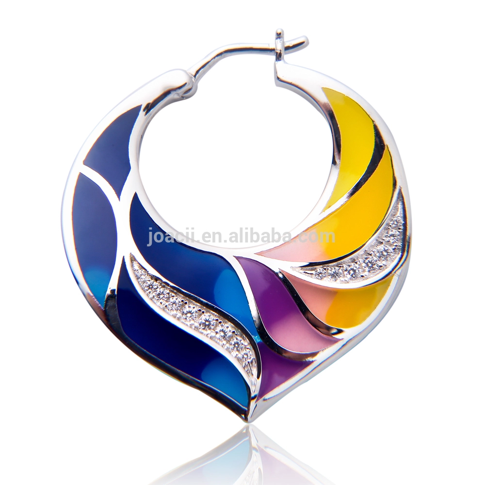 Custom New Fashion Enamel Sterling Silver Diamond Drop Earrings 1