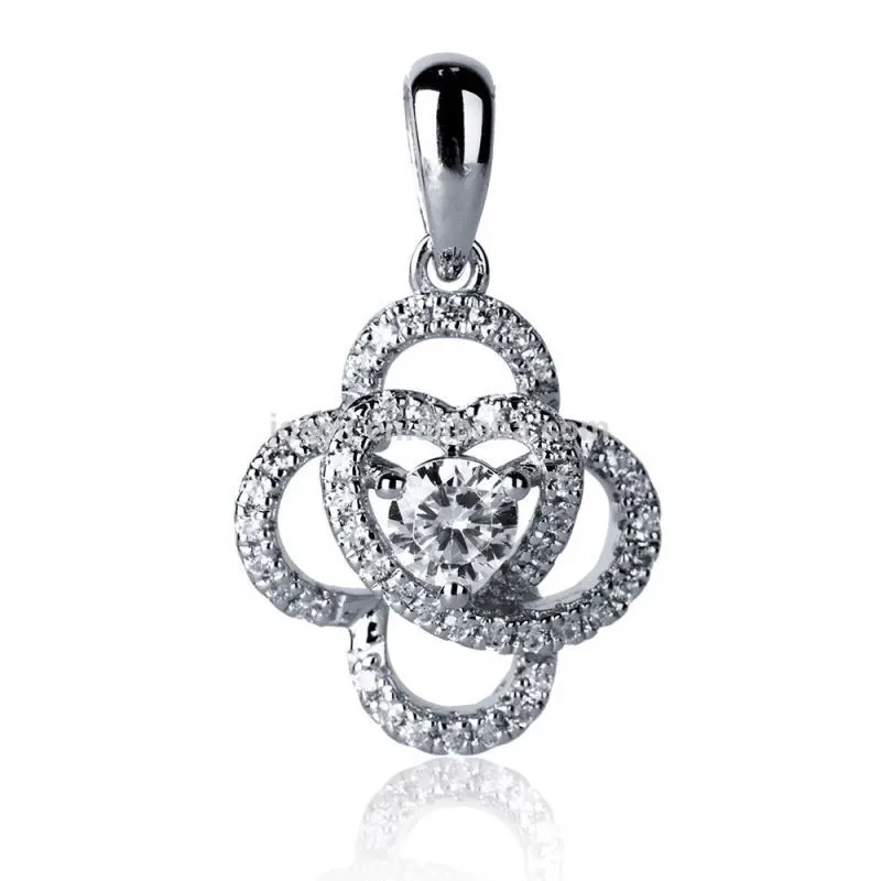 Joacii Flower Heart 925 Sterling Silver Pendant 1