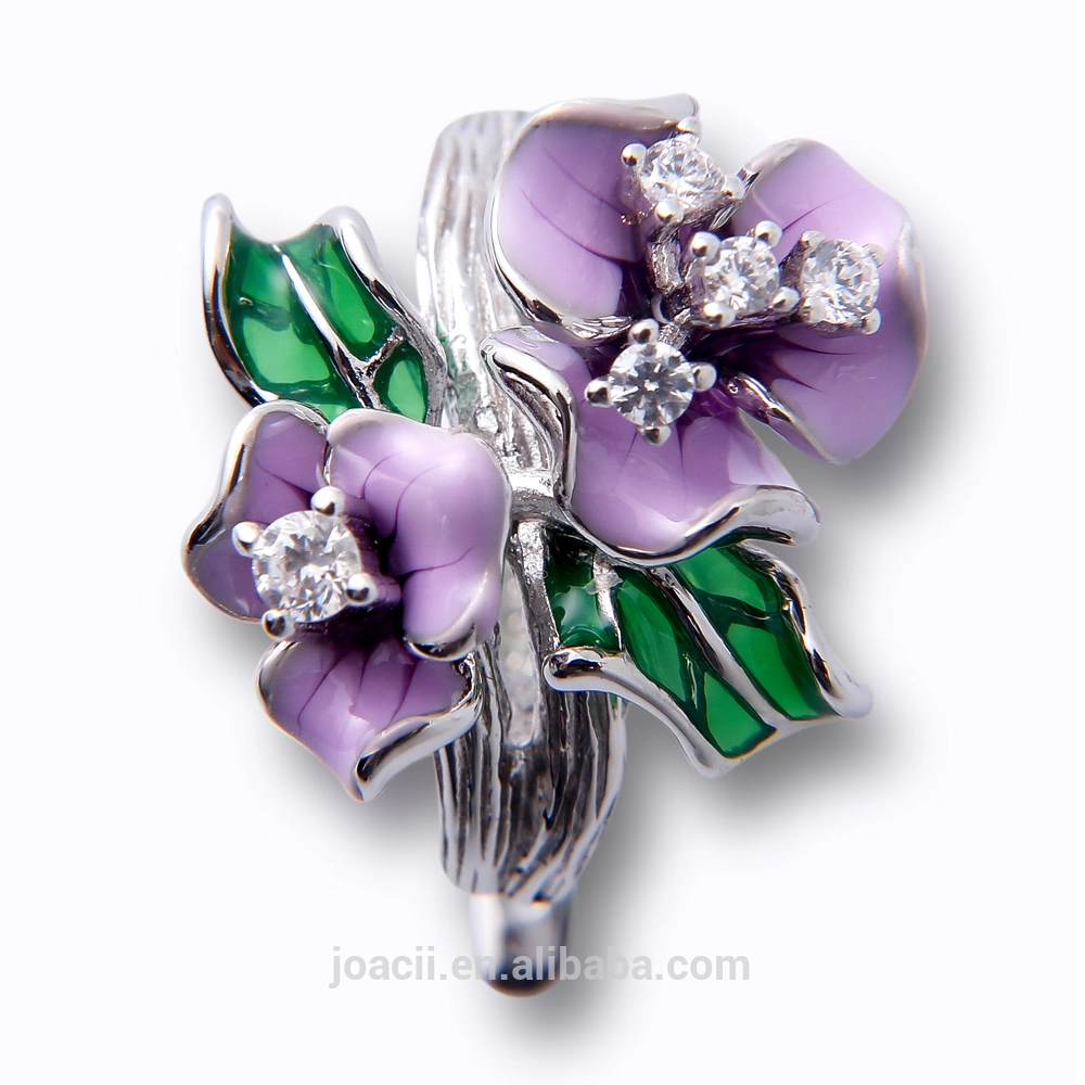 Women and Girls Small 925 Sterling Silver Charming Purple Enamel Flower Painting 18K Gold Plated Jewelry Hoop Earrings 1
