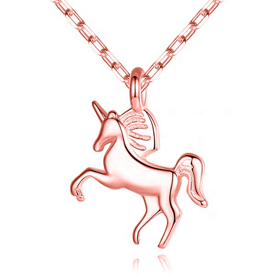 Custom Brand Silver Gold Plated Animal Unicorn Horse Charm Necklace For Women Jewelry Gift 1
