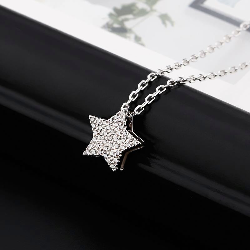 Stylish Five-Pointed Star Silver O-Chain Necklace 3