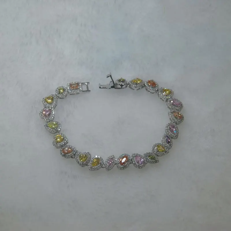 Heart and Waterdrop Design Bangle Sterling Silver Zircon Bracelet 1