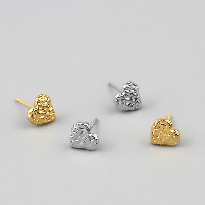 Wholesale Japan Korea Style 925 Sterling Silver Cute Sweet Rose Gold Zircon Heart Stud Earring for Women Jewelry 1
