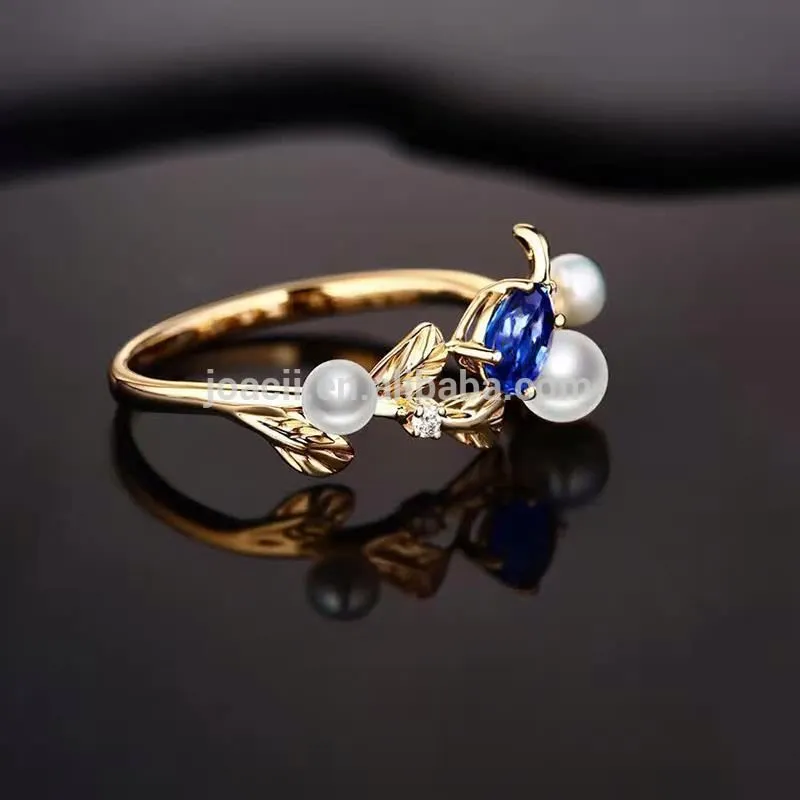 Sapphire 925 Sterling Silver Pearl Ring Jewelry For Women With Joalheria 1