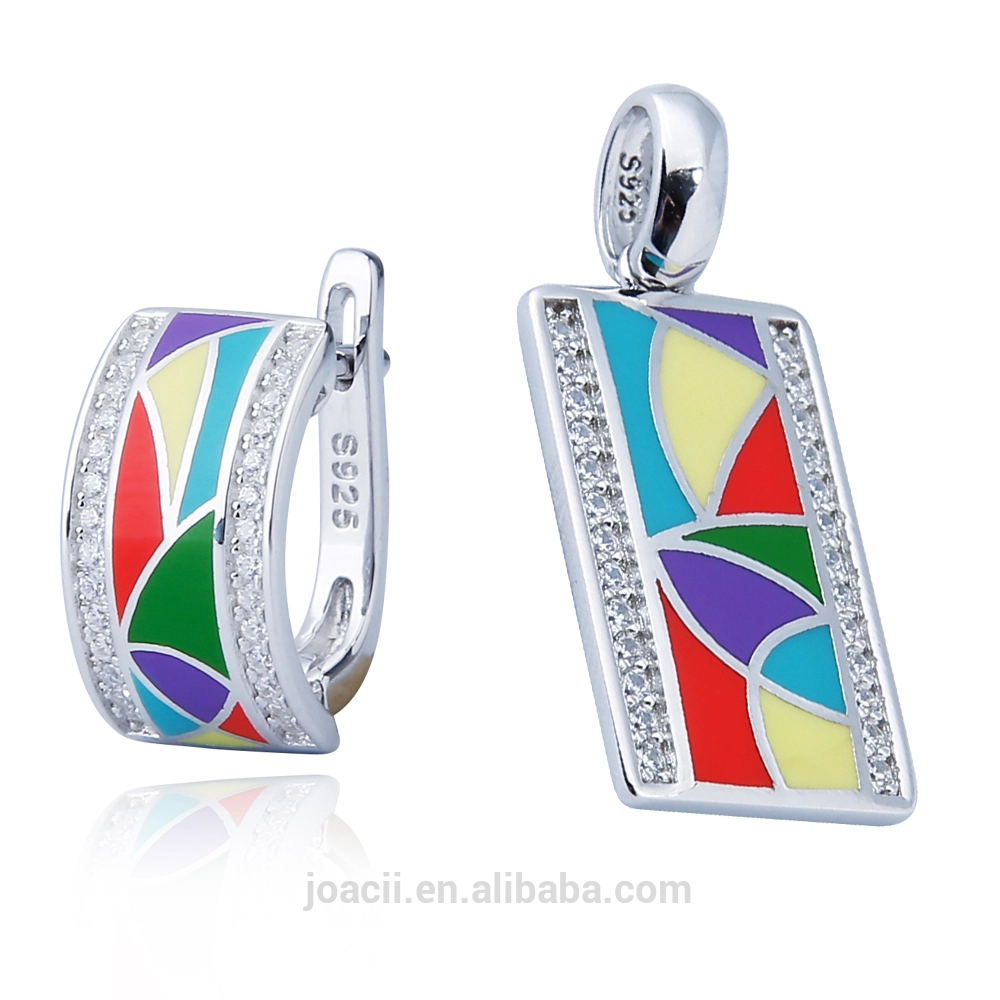 Joacii Fashion Custom Rhinestone Gemstone 925 Silver Bridal Enamel Jewelry Sets for Women 1