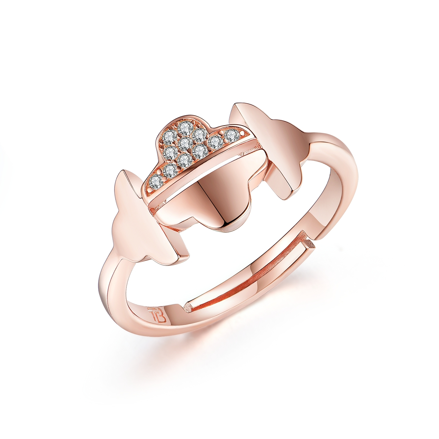 Joacii Women 925 Sterling Silver 18K Gold Plated Four Clouds Chain Ring With Anel 1