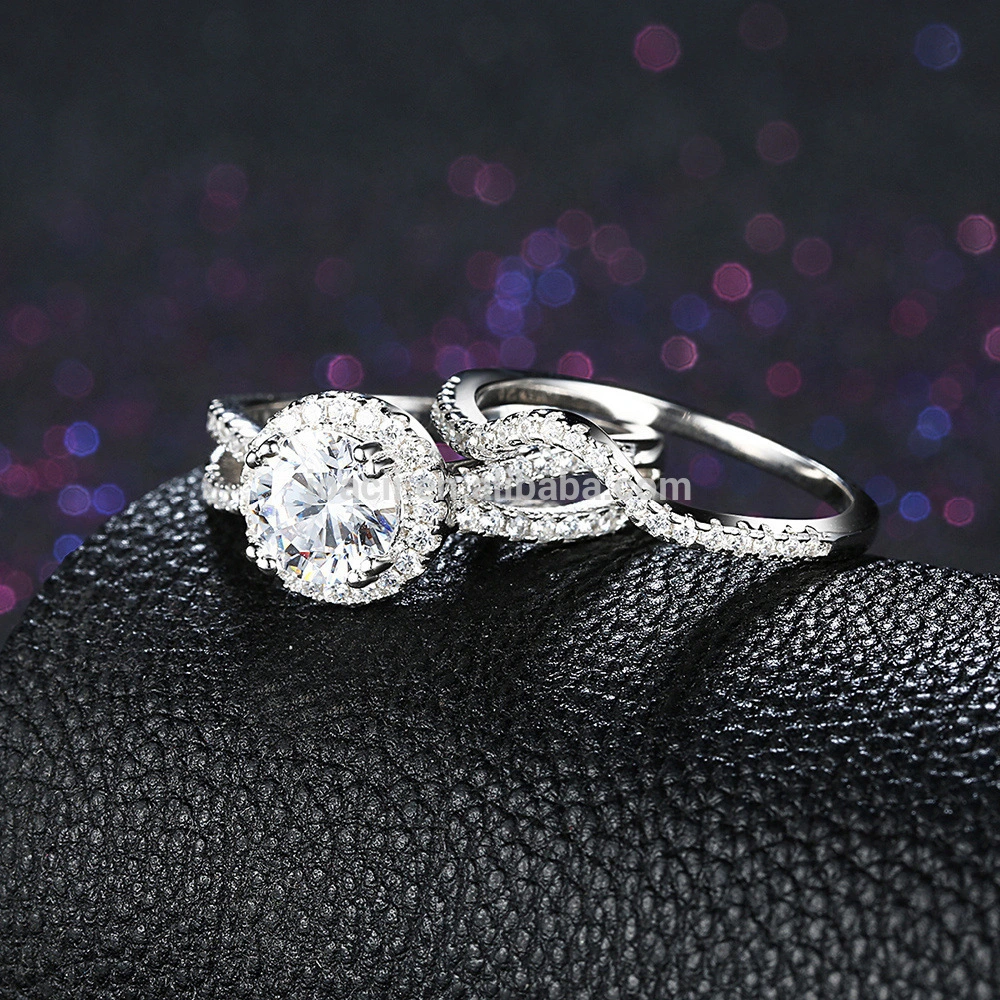Love Couple S925 Sterling Silver Cz Stone Ring Sets 1
