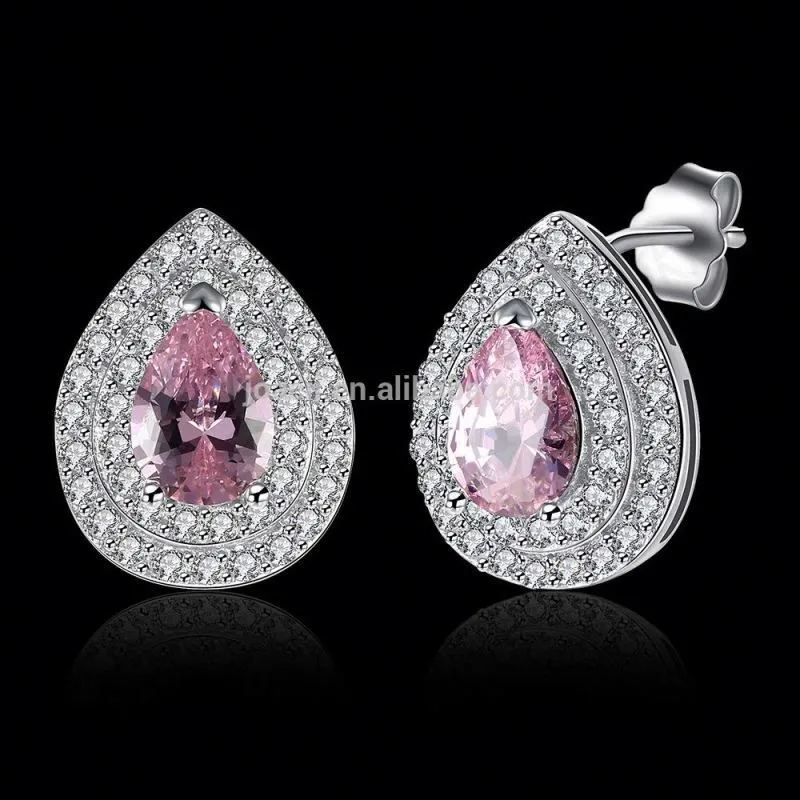 Joacii Sterling Silver Jewelry Producer Fancy Big Cz Diamond Earrings Stud With Joyas Chapadas En Oro 1
