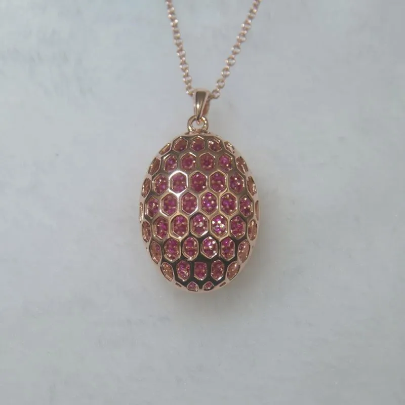 Joacii Crystal Charm Pendant Oval Rose Gold Plated Silver Necklace Pendant 1