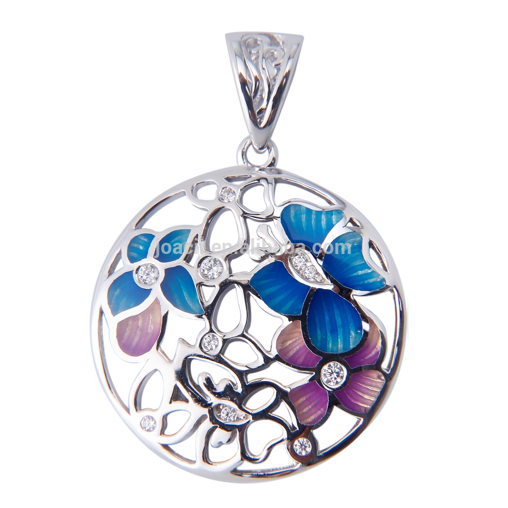 925 silver jewelry pendant 18k gold plated craft new design flower pendant 1