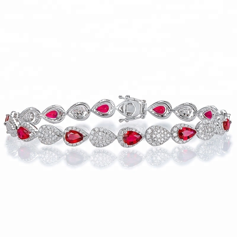 Joacii Women Simple Fashion Ruby Gemstone Tennis Bracelets for Sale 1