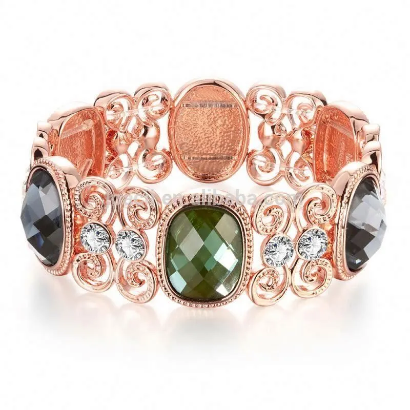 Unique 18K Rose Gold Plated Colorful Crystal Bangle With Joyeria 1